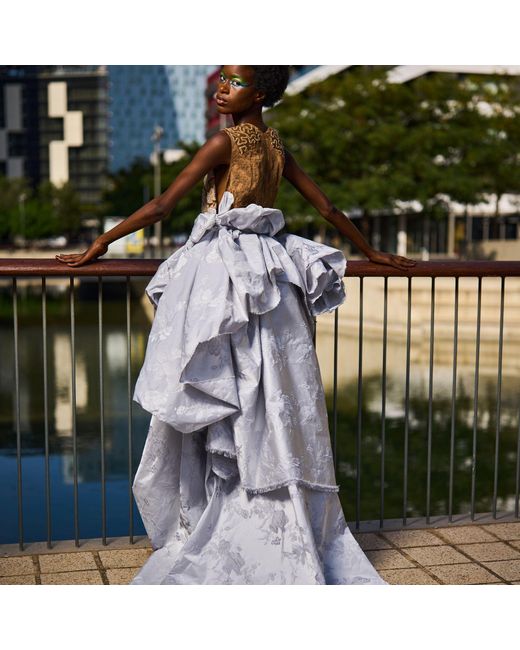 Miro Misljen Blue Draped Couture Dress