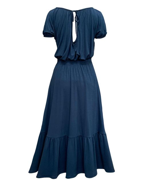 Frock Tales Blue Boho Gathered Midi Skirt With Pockets