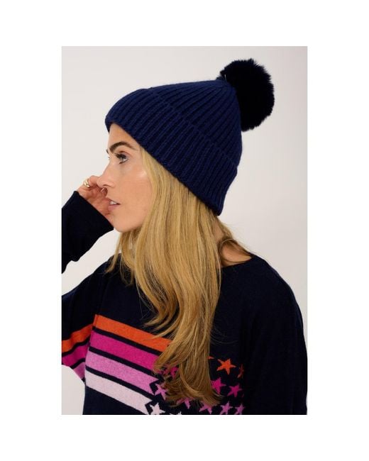 At Last Blue Chunky Six Ply Cashmere Hat