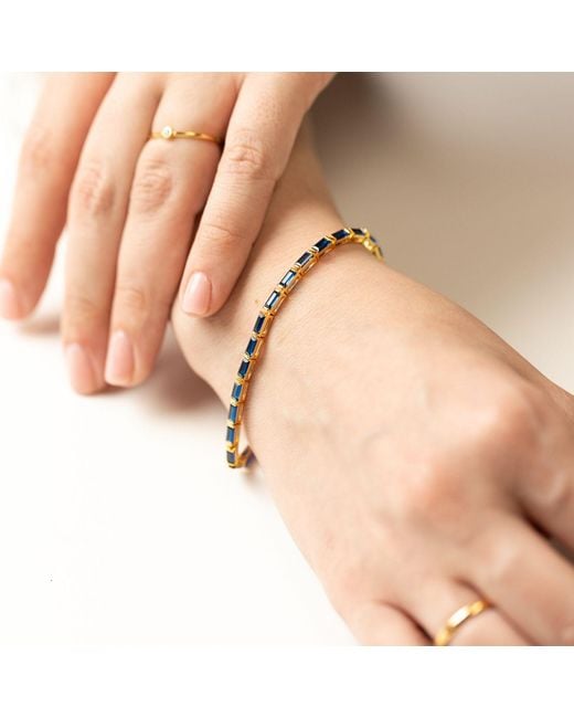 Belinda Jewelz Metallic Bianca Baguette Sapphire Tennis Bracelet