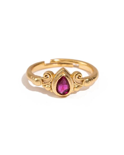 Ebru Jewelry Metallic Teardrop Ruby Gemstone Ring