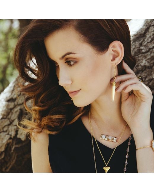 Heather Hawkins Jewelry Yellow Float Custom Cut Bar Semi-Precious Baguette Gemstone Necklace