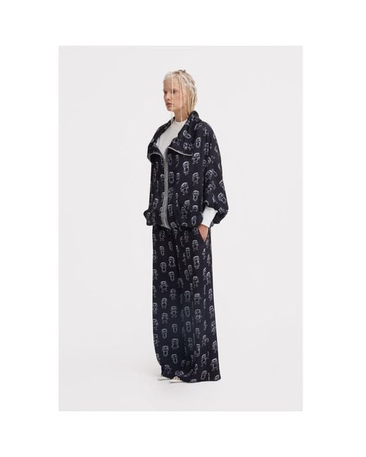 Julia Allert Black Art Print Wide-Leg Palazzo Trousers –