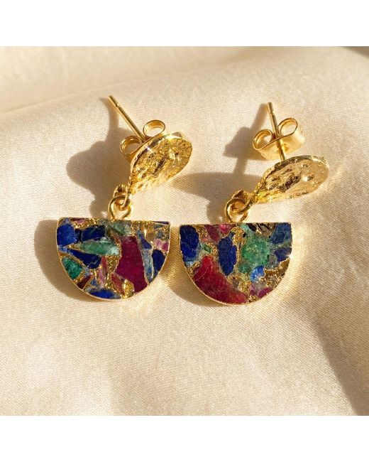 Harfi Multicolor Statement Ruby Sapphire Emerald Gemstone Earrings