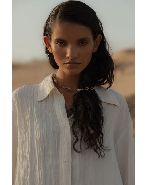 Chiara Tedeschi Jewellery Metallic Thick Chain Pearl Necklace