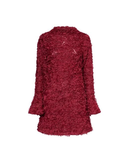 Amy Lynn Delphine Burgundy 3D Floral Textured Mini Dress