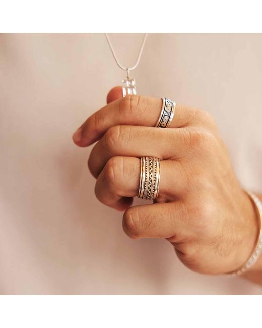 Charlotte's Web Jewellery White Aztec Wanderer Silver Spinning Ring for men