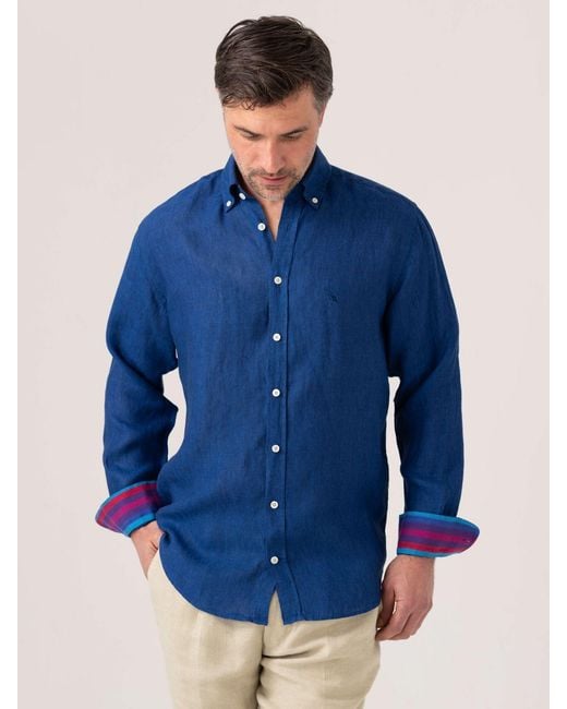 Koy Clothing Blue Royal Linen Shirt for men