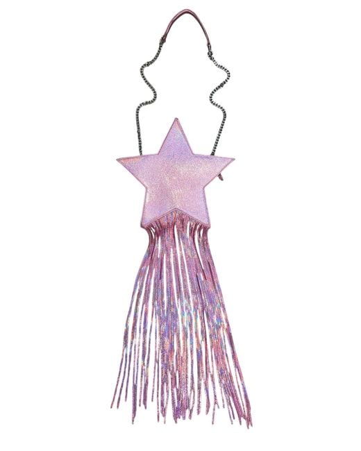 Any Old Iron Purple Iridescent Glimmer Star Leather Fringe Bag