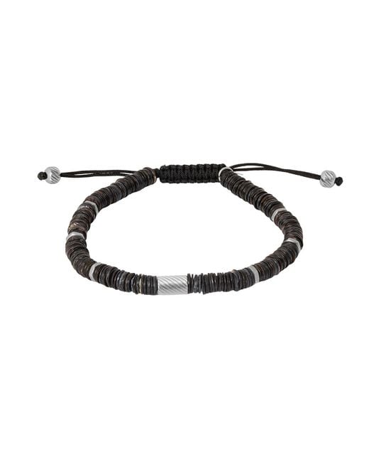 Tateossian Black Thompson Macrame Shell Bracelet for men