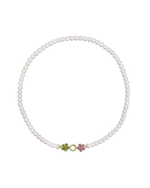 Agora Jewellery Metallic Spring Flowers Pearl Necklace
