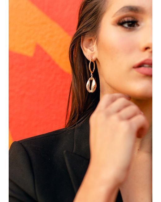 Adriana Pappas Designs Metallic Hammered Hoop Shell Drops