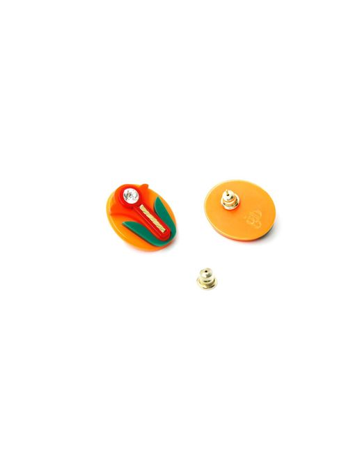 Gissa Bicalho Orange Acrylic Handmade Earring Camafeu Flower