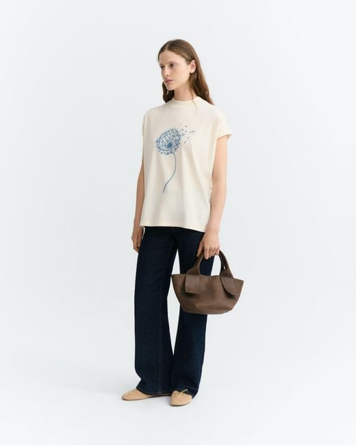 Thinking Mu White Ecru Dandelion Volta T-Shirt
