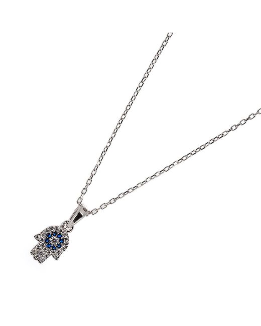 Ebru Jewelry Metallic Minimalist Hamsa Hand Sterling Silver Necklace