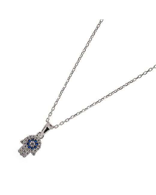 Ebru Jewelry Metallic Minimalist Hamsa Hand Sterling Silver Necklace