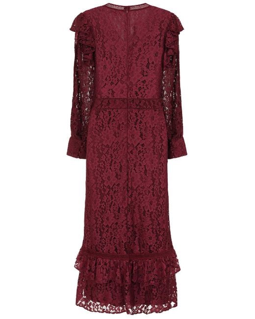 Frock and Frill Red Moira Burgundy Lace Midaxi Dress