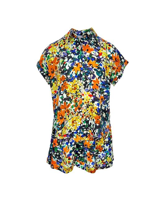 L2R THE LABEL Multicolor Floral Print Linen Short-Sleeved Shirt