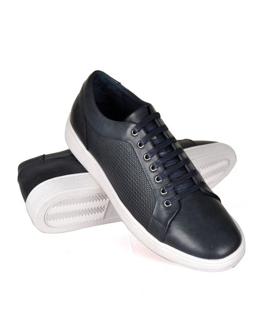 DAVID WEJ Blue Bradford Leather Sneakers- Navy for men