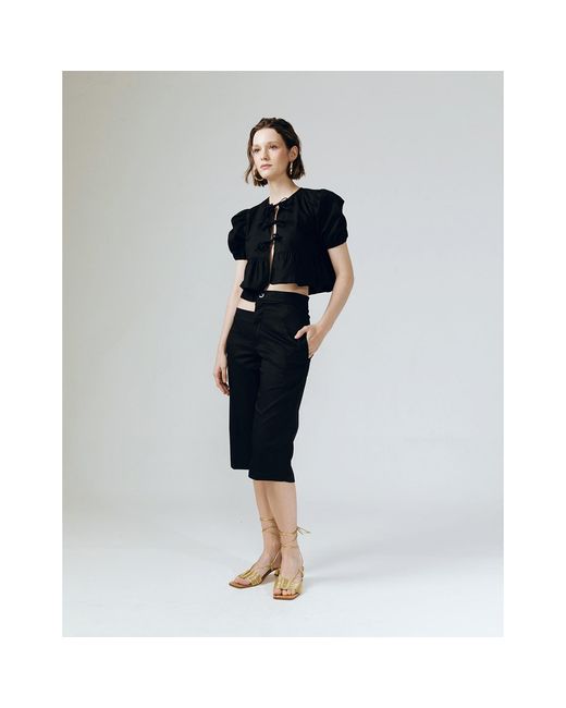 Ats the Label Black Neutrals Flair Ribbon Crop Top