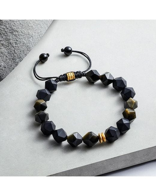 AWNL Black Onyx & Golden Obsidian Macrame Bracelet for men