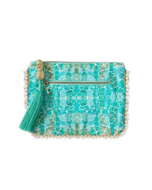 Sophia Alexia Green Aqua Pebbles Clutch Bag