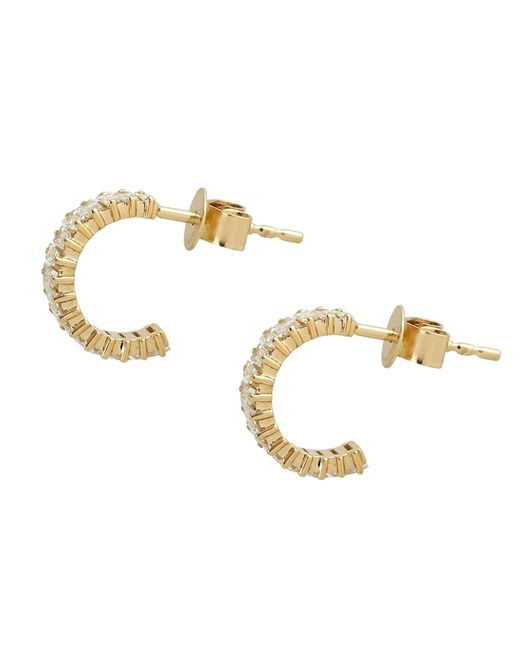 Artisan Metallic 18k Yellow Gold With Natural Baguette Diamond Hoop Shape Stud Earrings