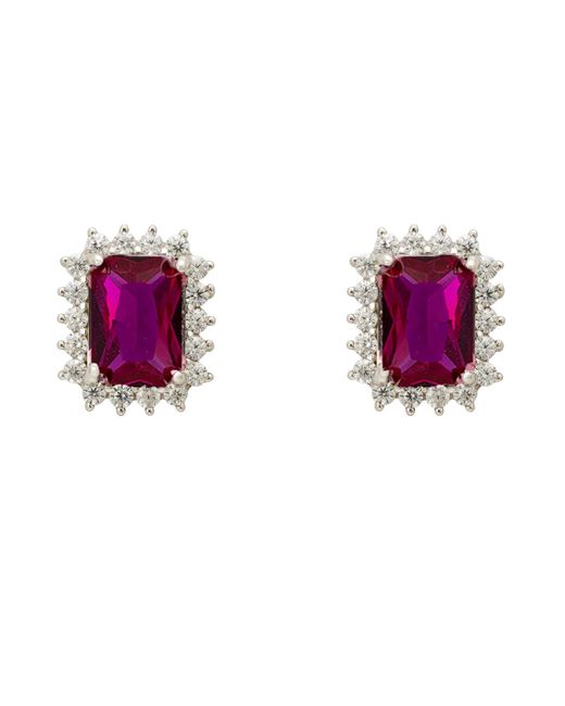 Latelita London Purple Elena Gemstone Stud Earrings Ruby Silver