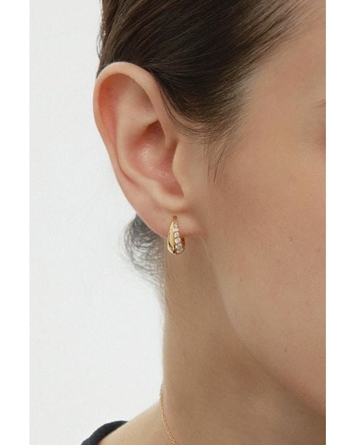 Vanhi White Georgie Crystal Knife Edge Huggie Hoop Earrings