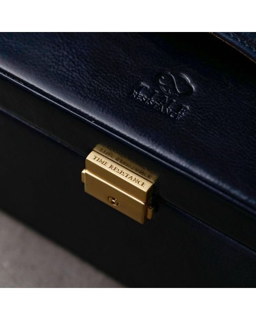 Time Resistance Blue Leather Jewelry Box For