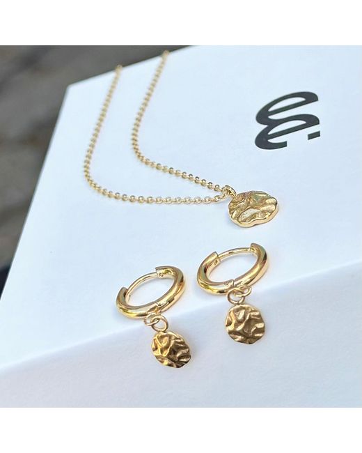 Evie Jewelry Metallic Harmony Huggie Hoop Earrings + Pendant Necklace