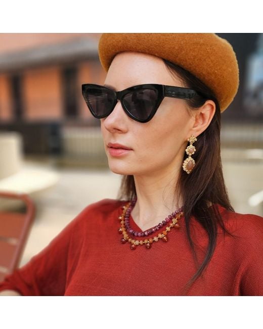 Farra Red Agate Double Layers Statement Necklace