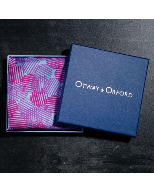 Otway & Orford Purple 'Dot Dash' Silk Pocket Square for men