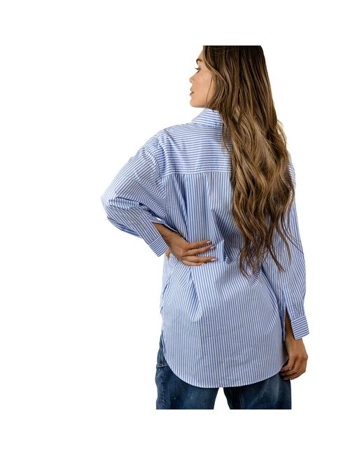 Zenzee Blue Boyfriend Button Up Shirt