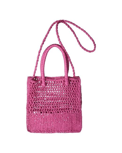 2KStyle Pink Monica Small Woven Raffia Tote Bag