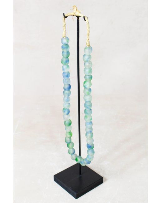 Botanical Boys Blue Ghana Glass Beads Necklace