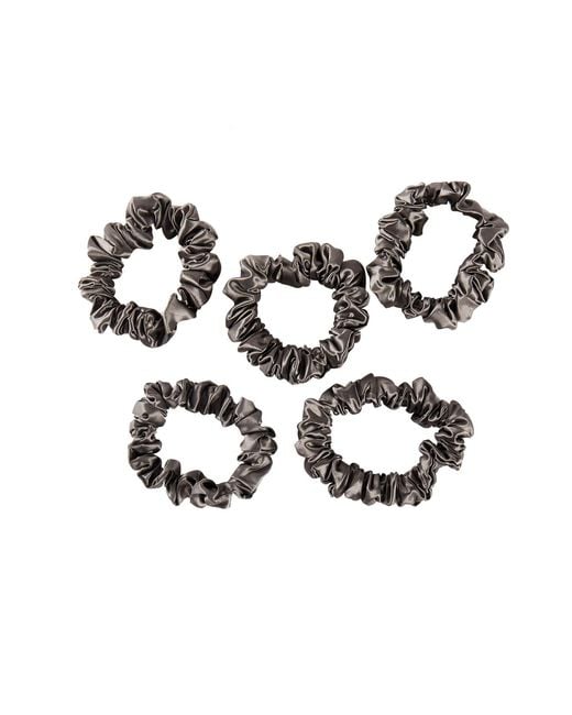 Soft Strokes Silk Metallic Pure Mulberry Silk Mini Scrunchie Set Of Five