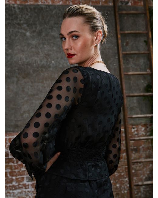 Rose & Nancy Black Ivy Spot Wrap Blouse