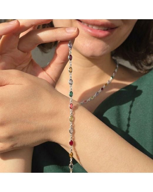 Harfi Metallic Colourful Multi Gemstone Sterling Bracelet