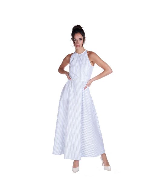 Sofia Tsereteli Blue Striped Cotton Dress