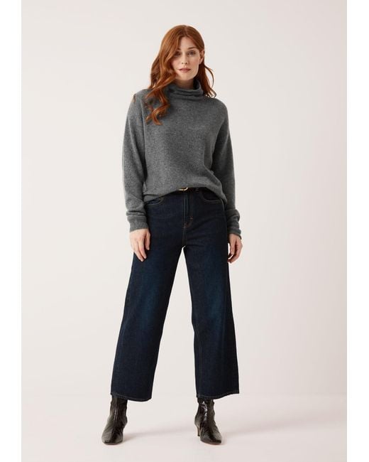 Loop Cashmere Gray Featherweight Roll Neck Sweater