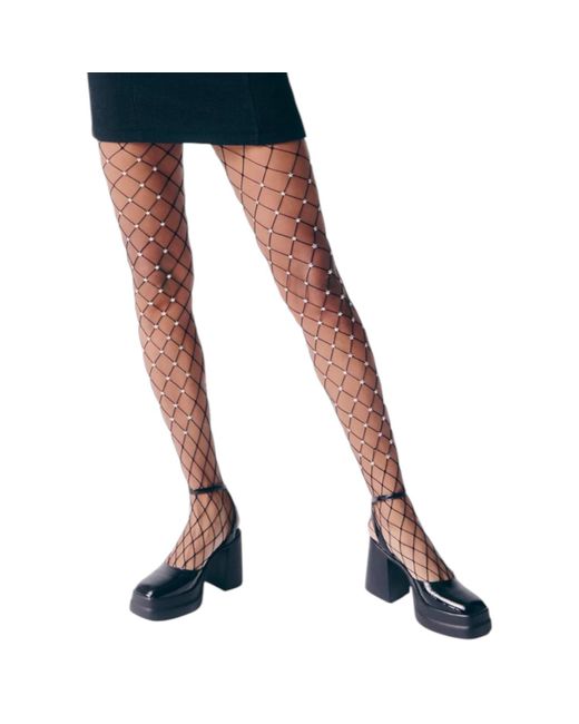 HIGH HEEL JUNGLE by KATHRYN EISMAN Brown Star Struck Fishnet Tights