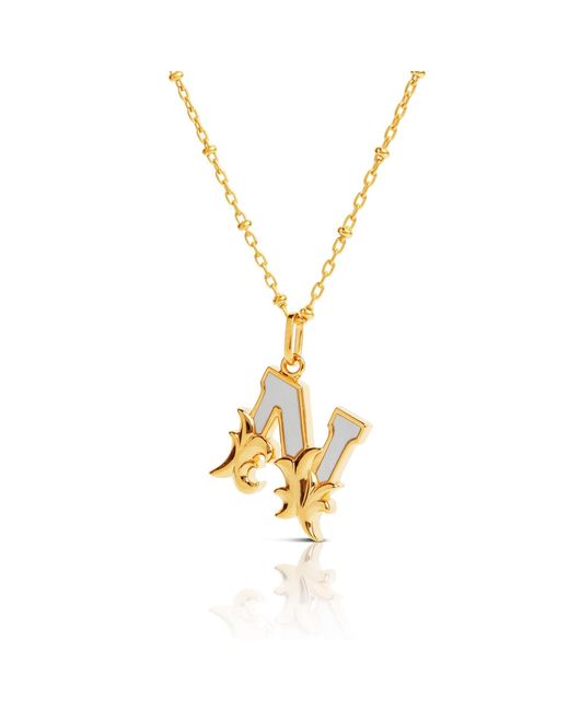 Kasun Metallic Plated N Initial Necklace With Mother Of Pearl