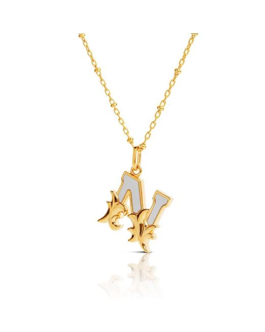 Kasun Metallic Plated N Initial Necklace With Mother Of Pearl