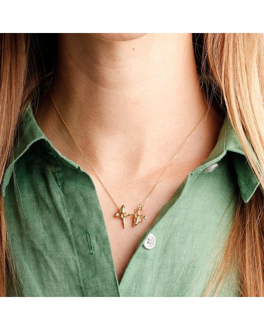 Lee Renee Metallic Parakeet Necklace – Two Friends On A Branch –