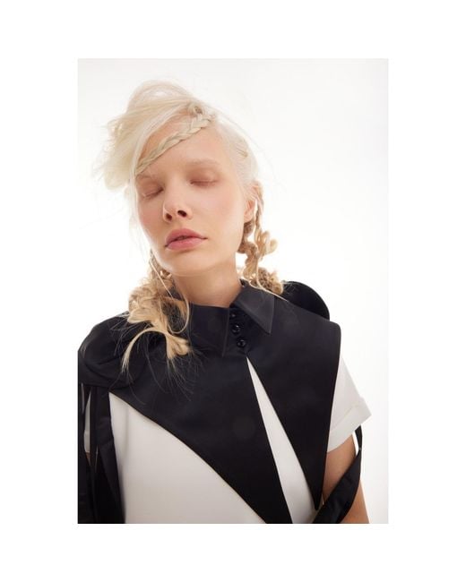 Julia Allert Black Sculptural Satin Statement Collar –