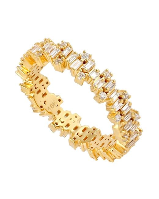Artisan Metallic 18K Baguette And Round Diamond Eternity Band
