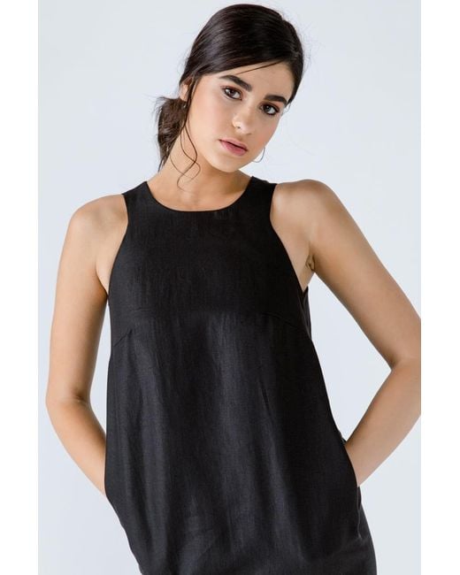Conquista Black Sleeveless Sack Dress