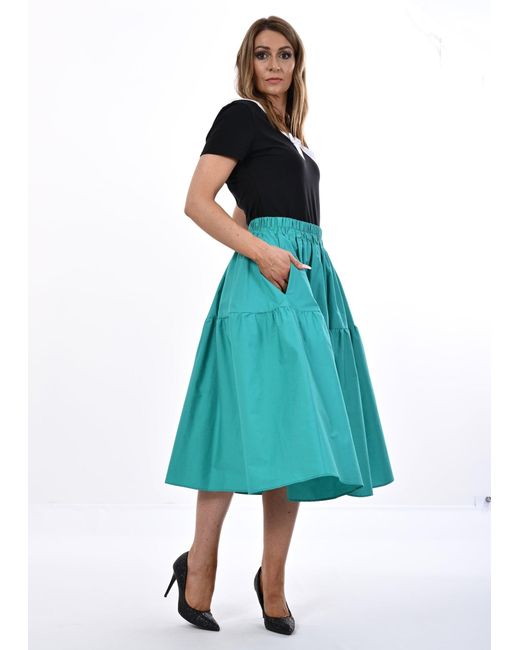 Frock Tales Blue Tahiti Midi Skirt With Pockets