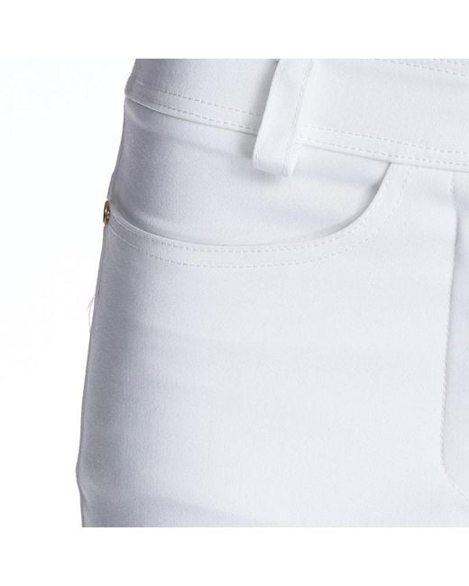 Conquista White Fitted Mid Rise Trousers